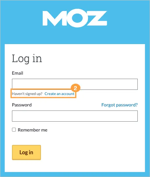 Image showing the step-by-step process of setting up a Moz account. The user is navigating through the Moz website, clicking on the 'Sign Up' button, and entering required information to create an account. The interface is user-friendly, providing a seamless experience for account creation on Moz.