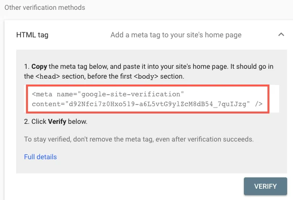 Google Search Console Verification 