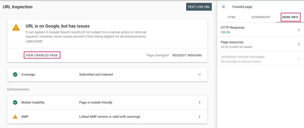 google search console Identifying Issues