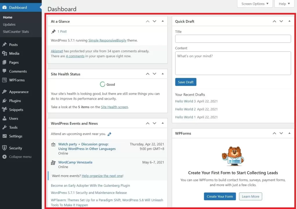 An illustrative depiction of navigating the WordPress dashboard, highlighting user-friendly controls, intuitive menus, and seamless navigation. The dashboard interface showcases accessibility and ease of use, empowering users to efficiently manage and customize their WordPress websites.