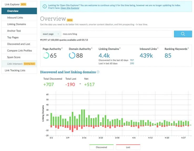 An illustrative screenshot showcasing the process of building links with Moz's Link Explorer tool. The user is exploring backlink opportunities, analyzing competitors' link profiles, and identifying high-quality link prospects for enhancing website authority and SEO performance.