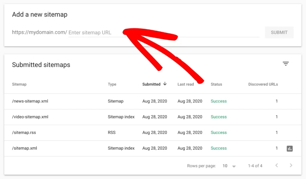 google search console Submitting Your Sitemap